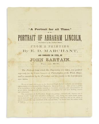 (PRINTS--SECOND TERM.) Sartain, John, artist; after E.D. Marchant. Abraham Lincoln, 16th President of the United States,